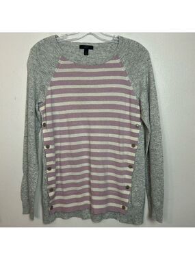 J. Crew Striped Wool Rabbit Hair Blend Long Length Relaxed Fit Crewneck Sweater